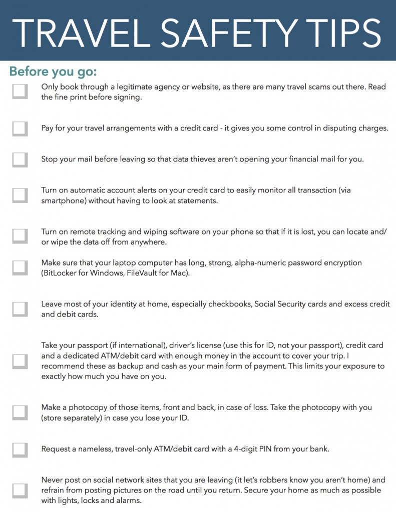 Travel Safety Tips Checklist